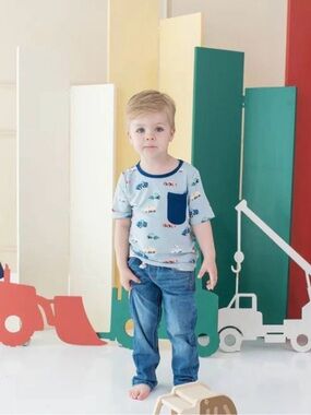 Kyte BABY Printed Toddler Crew Neck T-Shirt - Construction